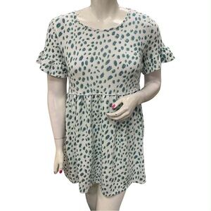 MTS White Dress with Blue Pattern Size L